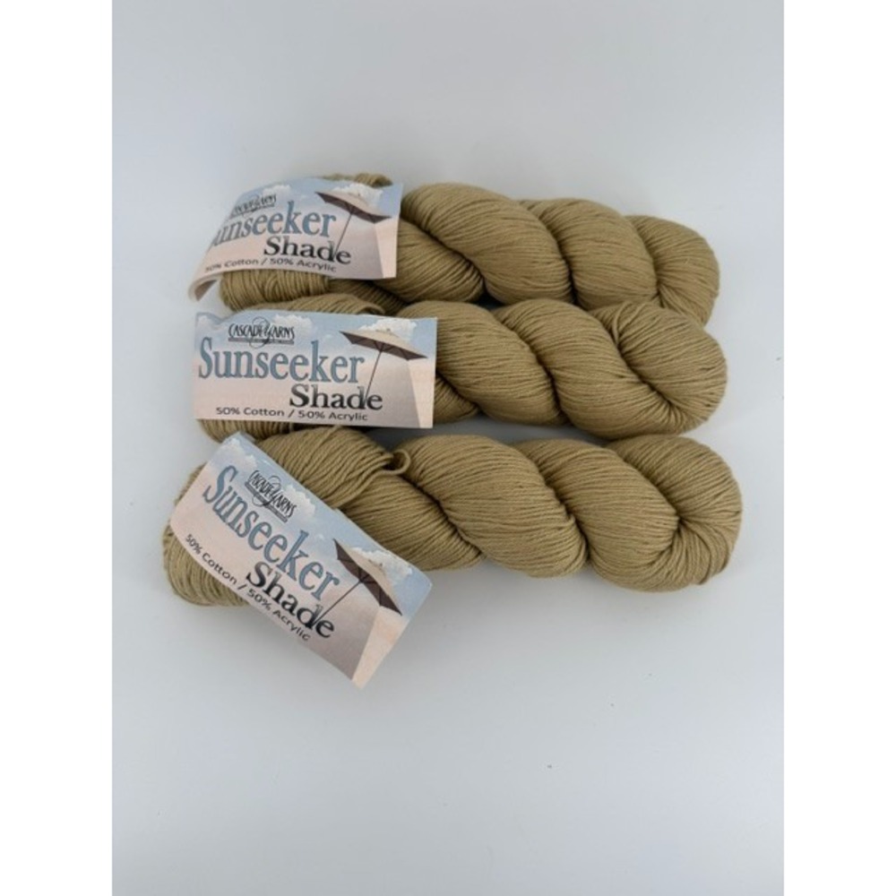 Cascade Yarns Sunseeker Shade Yarn Lot 3 Tan Beige Cotton Acrylic Skeins